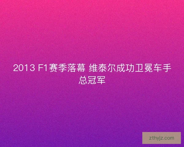 2013 F1赛季落幕 维泰尔成功卫冕车手总冠军