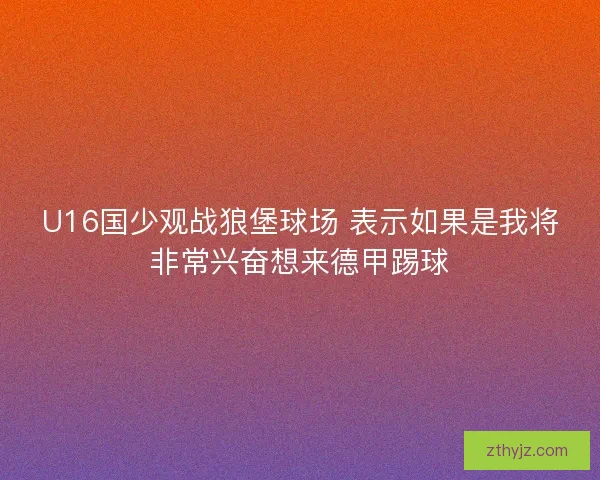 U16国少观战狼堡球场 表示如果是我将非常兴奋想来德甲踢球