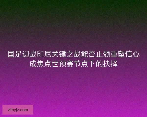 国足迎战印尼关键之战能否止颓重塑信心成焦点世预赛节点下的抉择