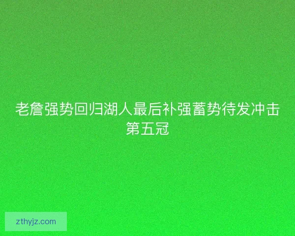 老詹强势回归湖人最后补强蓄势待发冲击第五冠